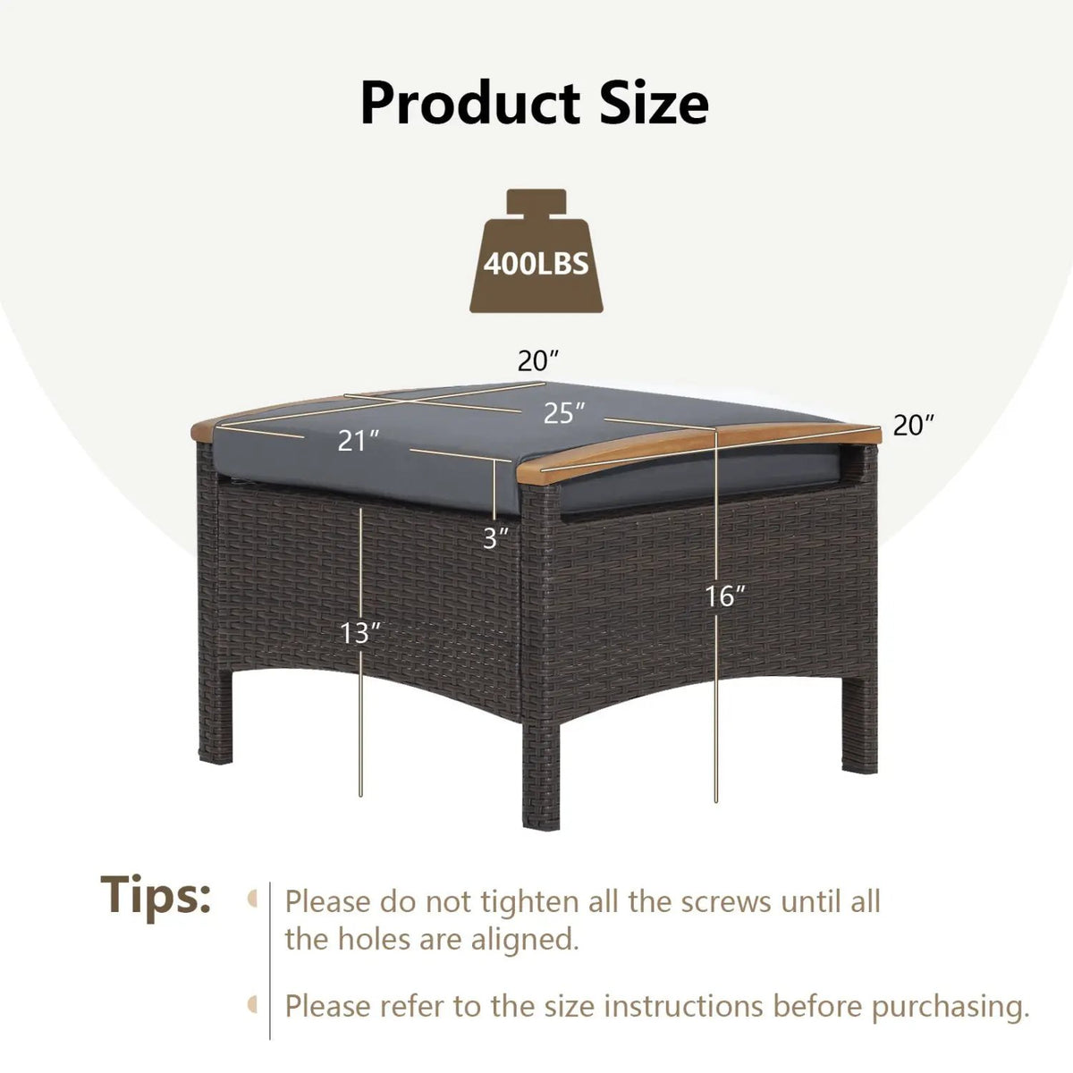 Wicker Patio Ottoman Set of 2 with Cushion by DirectDeals