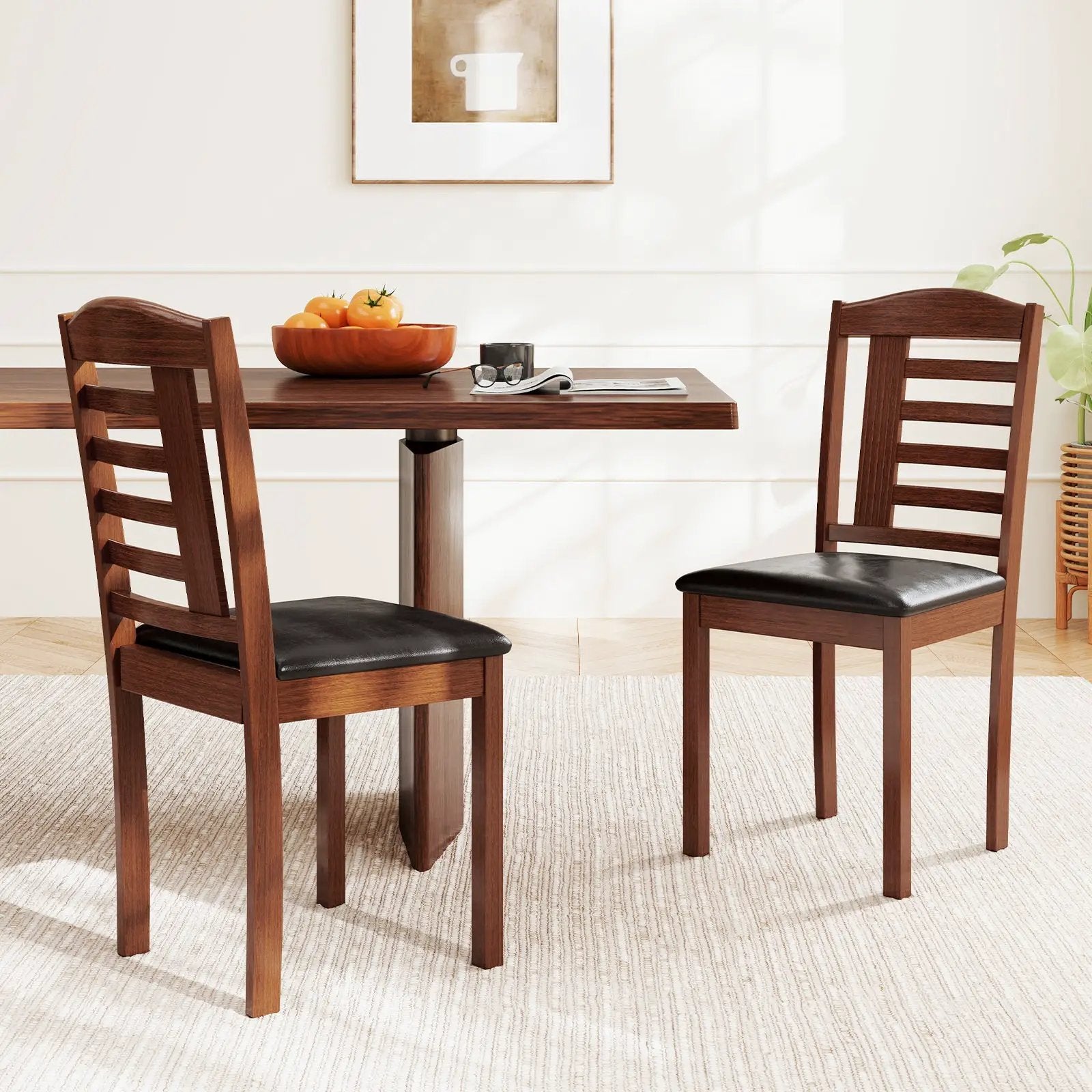 Set of 2 Wood Kitchen Chairs with Faux Leather Upholstered Seat by DirectDeals
