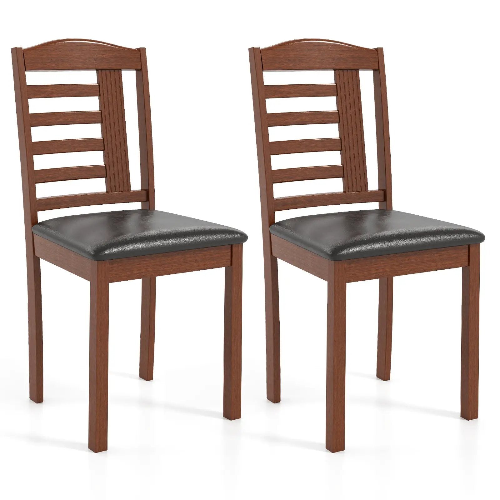 Set of 2 Wood Kitchen Chairs with Faux Leather Upholstered Seat by DirectDeals