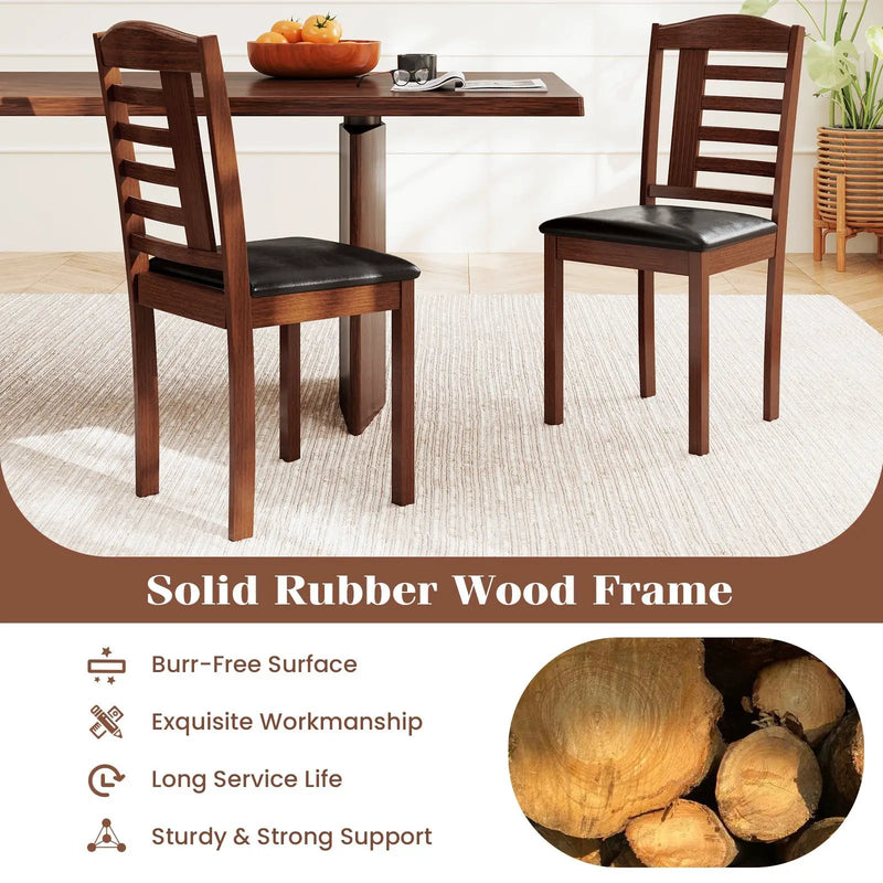 Set of 2 Wood Kitchen Chairs with Faux Leather Upholstered Seat by DirectDeals