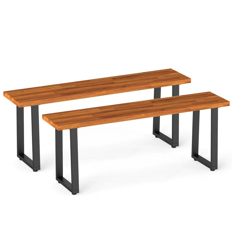 Acacia Wood Patio Bench Set of 2, 47.5" Outdoor Dining Bench by DirectDeals