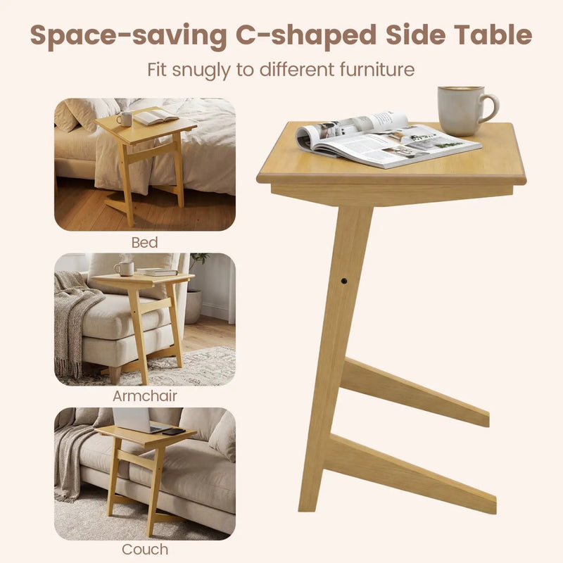 C-Shaped End Table Set of 2 with Wood Veneer Top by DirectDeals
