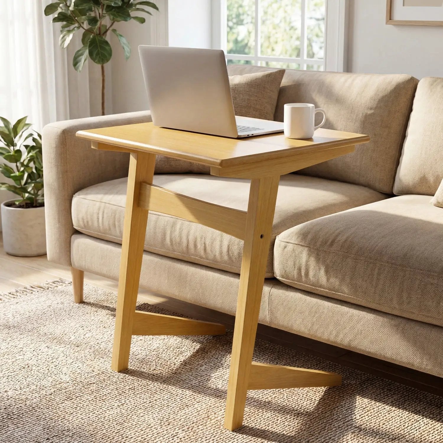 C-Shaped End Table Set of 2 with Wood Veneer Top by DirectDeals