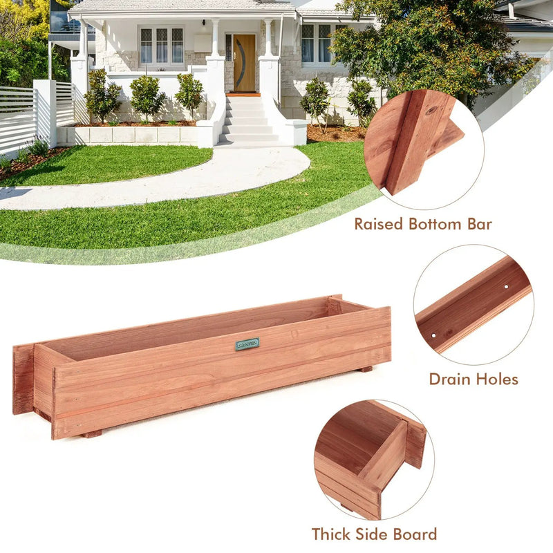 Wooden Raised Garden Bed Planter Box Set of 2 - Brown by DirectDeals