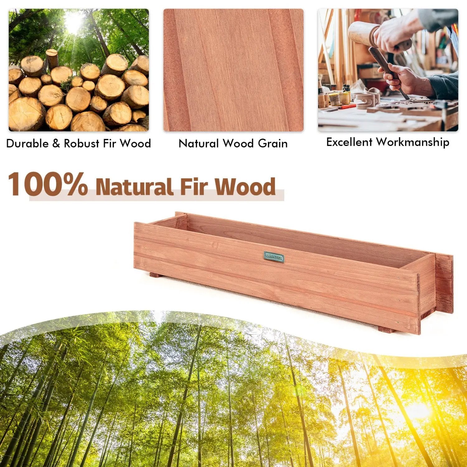 Wooden Raised Garden Bed Planter Box Set of 2 - Brown by DirectDeals