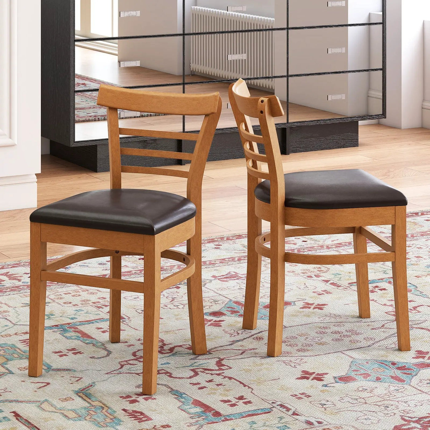 Set of 2 Wooden Dining Chair with Rubber Wood Legs for Restaurant by DirectDeals