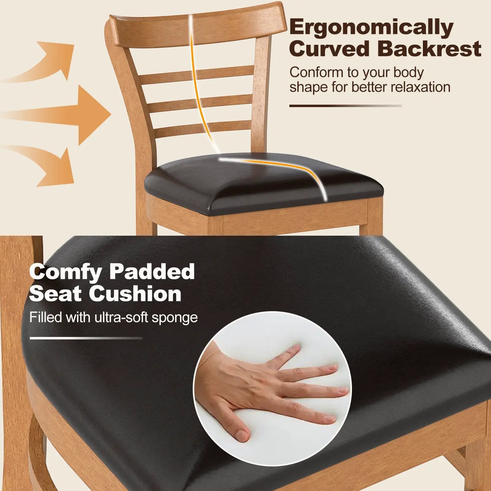 Set of 2 Wooden Dining Chair with Rubber Wood Legs for Restaurant by DirectDeals