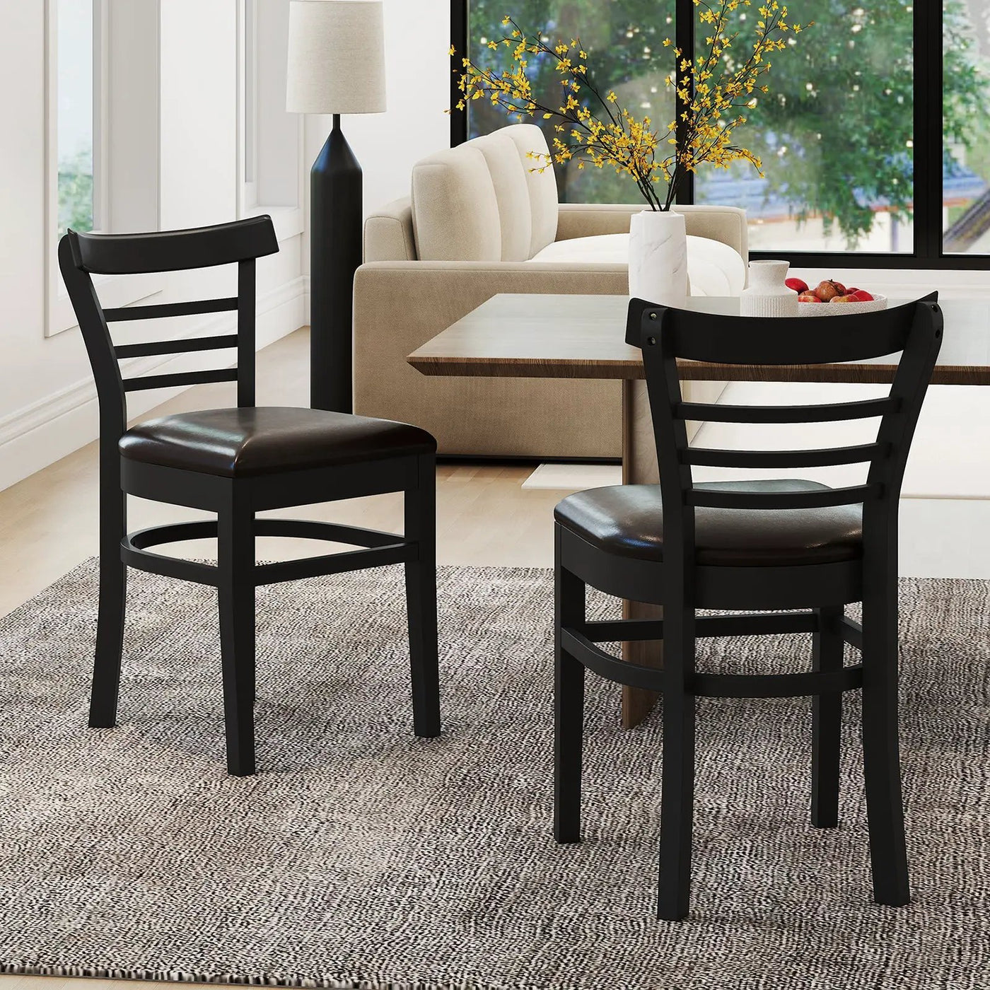 Set of 2 Wooden Dining Chair with Rubber Wood Legs for Restaurant by DirectDeals
