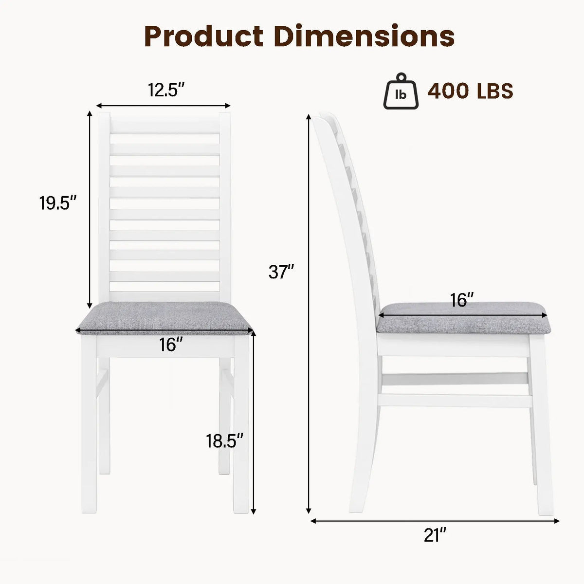 Set of 2 Wooden Dining Chair with Rubber Wood Legs for Living Room by DirectDeals