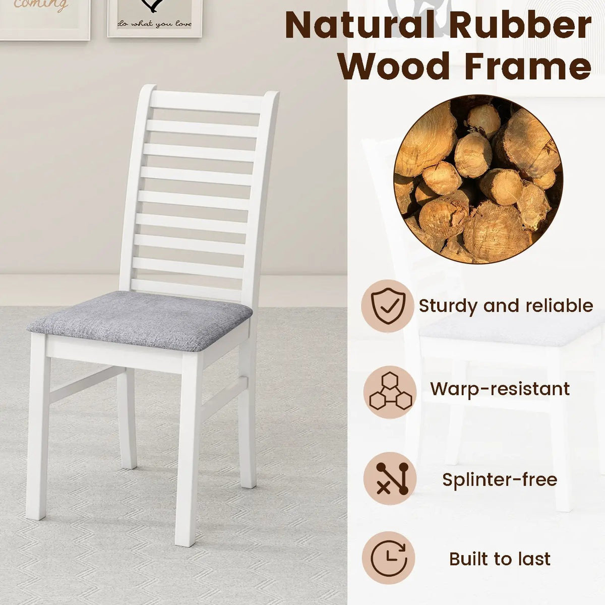 Set of 2 Wooden Dining Chair with Rubber Wood Legs for Living Room by DirectDeals