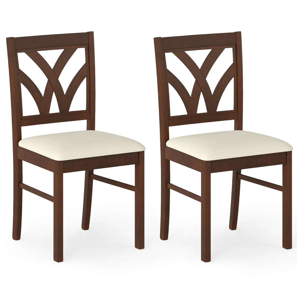 Set of 2 Wooden Dining Chairs Upholstered with Hollowed Backrest and Soft Padded Seat by DirectDeals