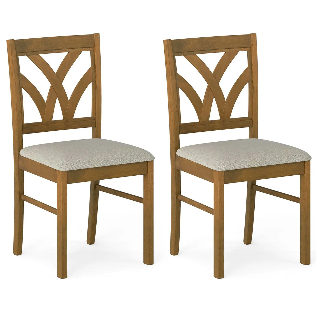 Set of 2 Wooden Dining Chairs Upholstered with Hollowed Backrest and Soft Padded Seat by DirectDeals