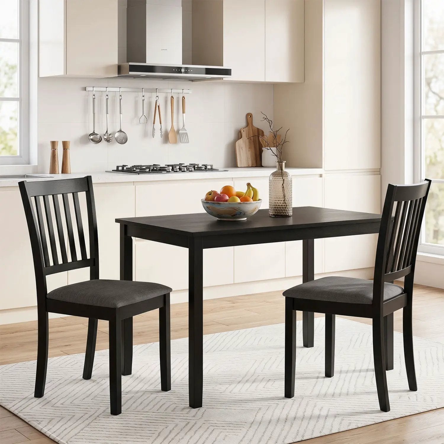 Upholstered Dining Chairs Set of 2 with Rubber Wood Frame by DirectDeals