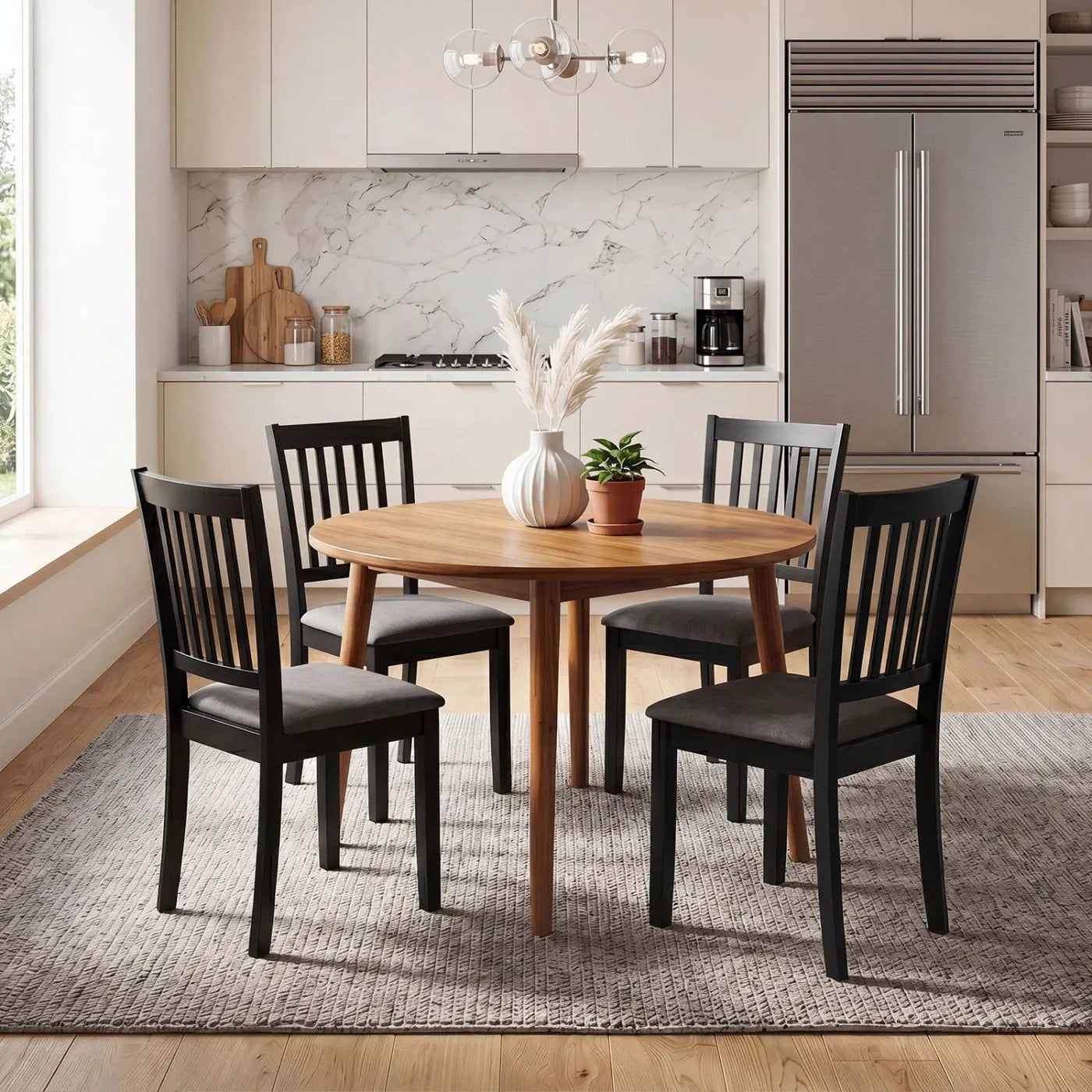Upholstered Dining Chairs Set of 2 with Rubber Wood Frame by DirectDeals