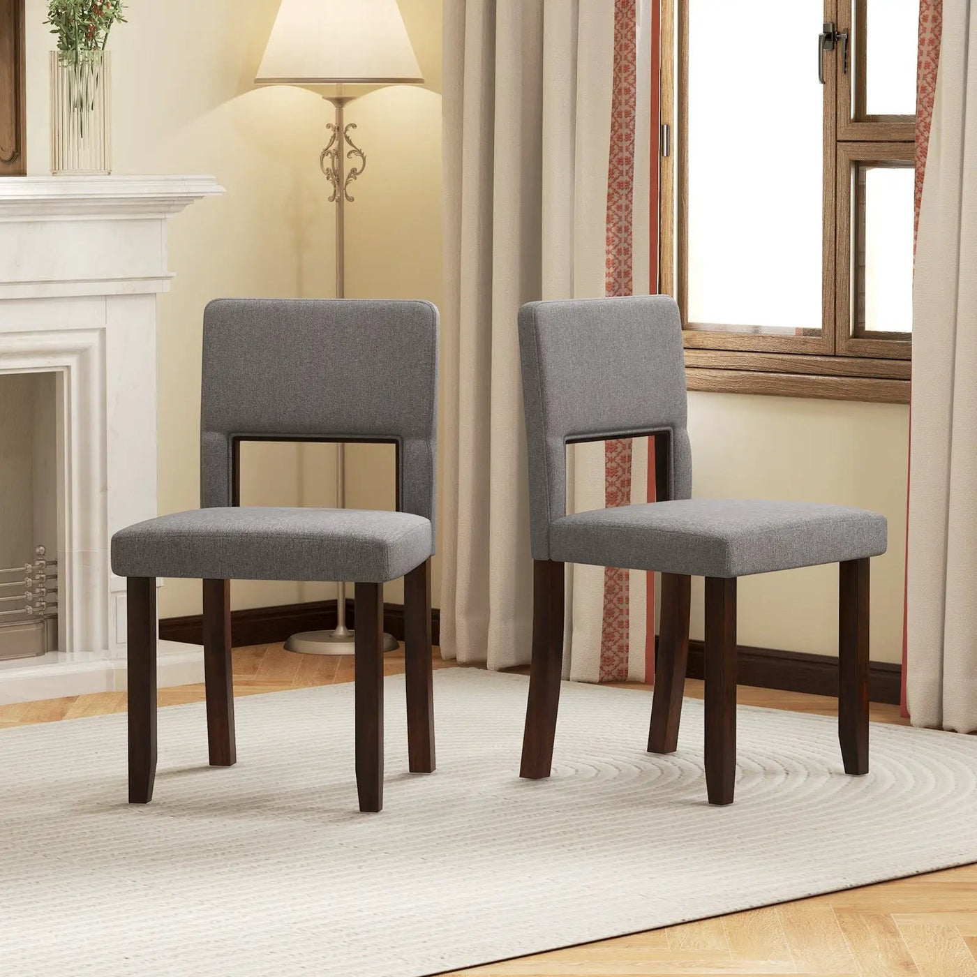 Set of 2 Wooden Dining Chair with Acacia Wood Frame Padded Seat and Back by DirectDeals