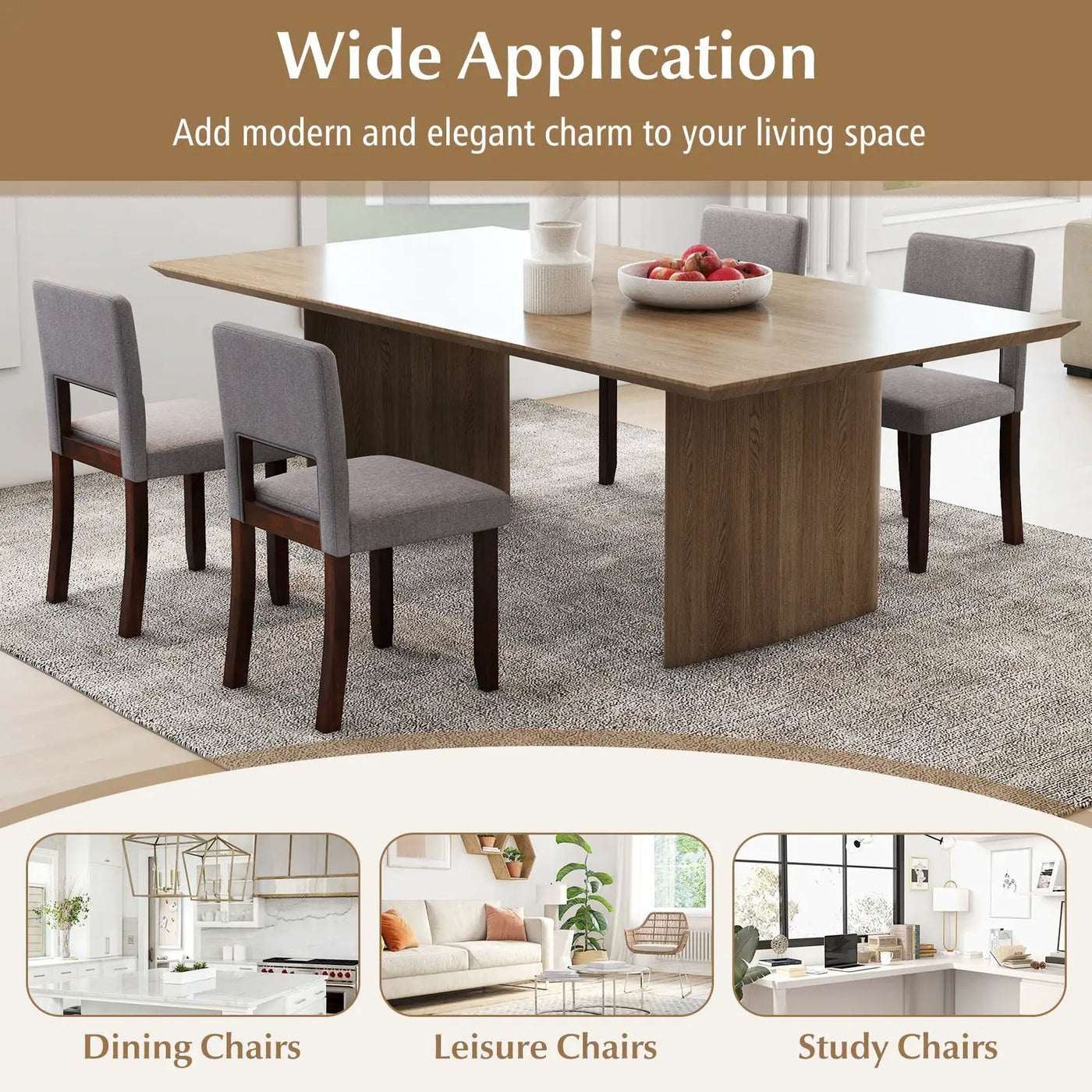 Set of 2 Wooden Dining Chair with Acacia Wood Frame Padded Seat and Back by DirectDeals