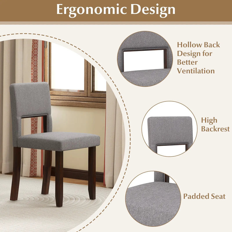 Set of 2 Wooden Dining Chair with Acacia Wood Frame Padded Seat and Back by DirectDeals