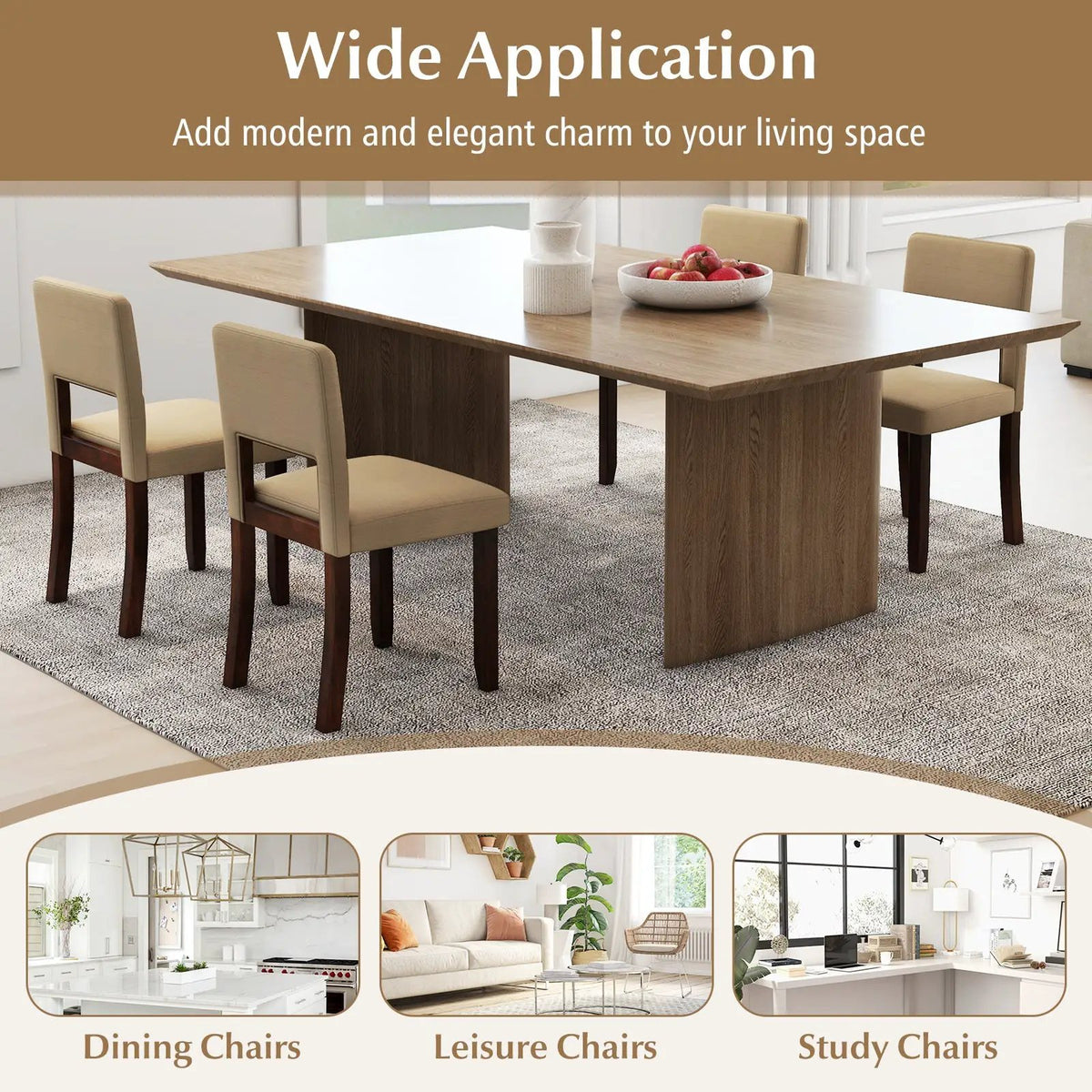 Set of 2 Wooden Dining Chair with Acacia Wood Frame Padded Seat and Back by DirectDeals