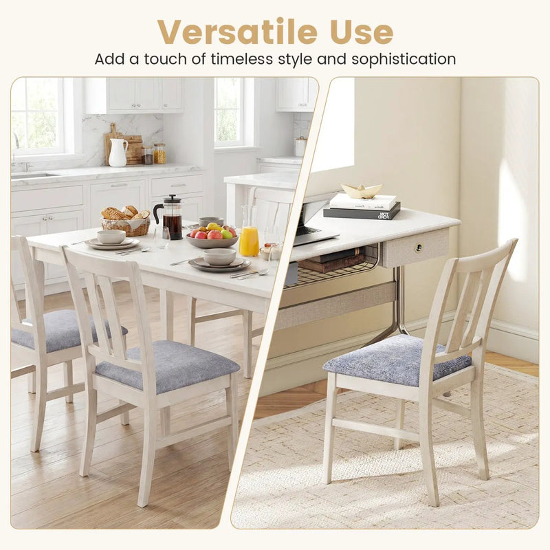 Set of 2 Wooden Upholstered Dining Chairs with High Curved Back by DirectDeals