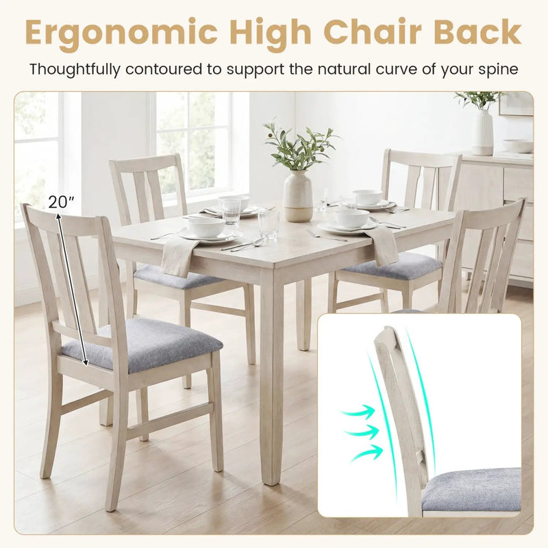 Set of 2 Wooden Upholstered Dining Chairs with High Curved Back by DirectDeals