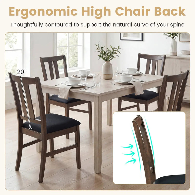 Set of 2 Wooden Upholstered Dining Chairs with High Curved Back by DirectDeals