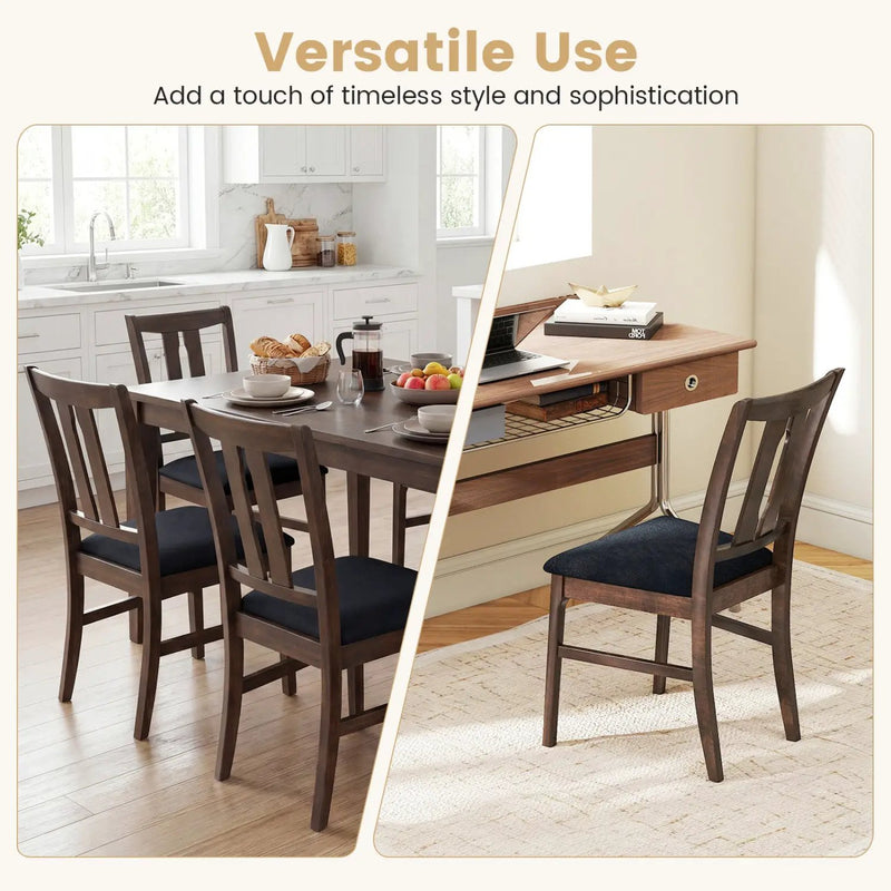 Set of 2 Wooden Upholstered Dining Chairs with High Curved Back by DirectDeals