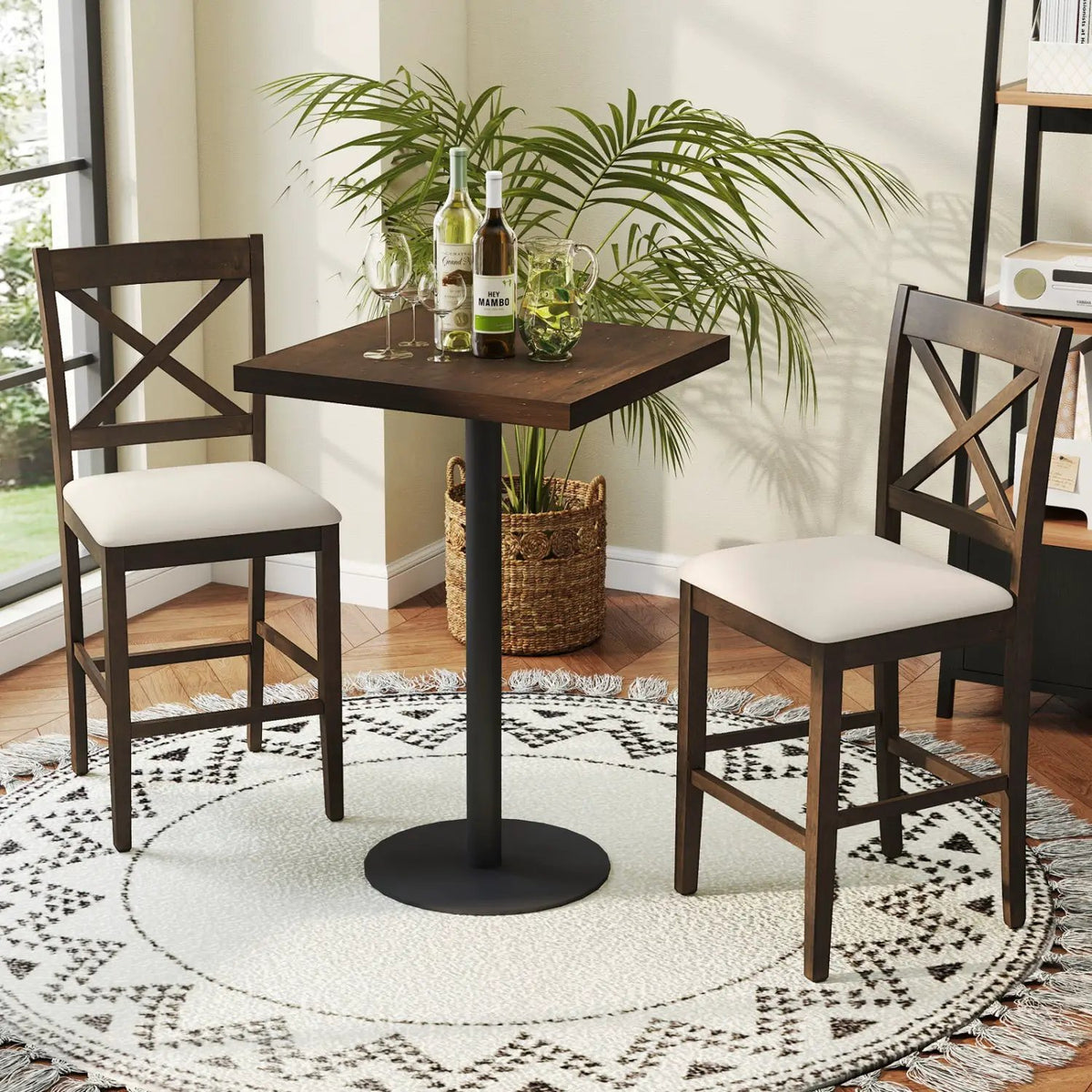 Set of 2 X-Back Bar Stools with Upholstered Cushioned Seats by DirectDeals