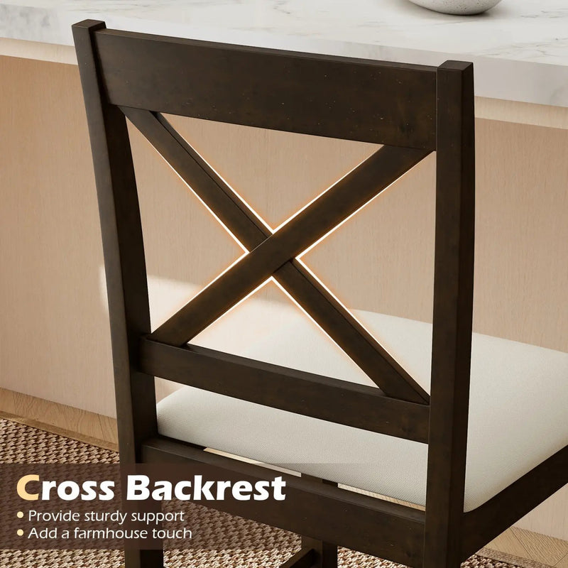 Set of 2 X-Back Bar Stools with Upholstered Cushioned Seats by DirectDeals