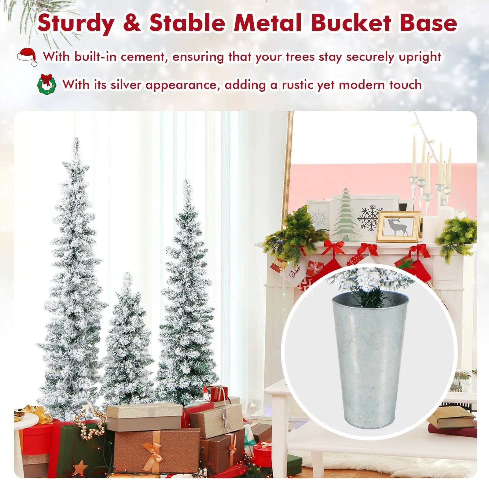 Set of 3 Potted Artificial Christmas Tree Snow-Flocked by DirectDeals