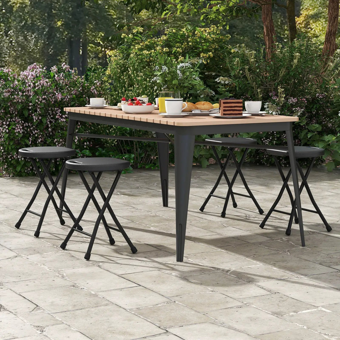 Set of 4 18 Inch Collapsible Round Stools with Handle by DirectDeals