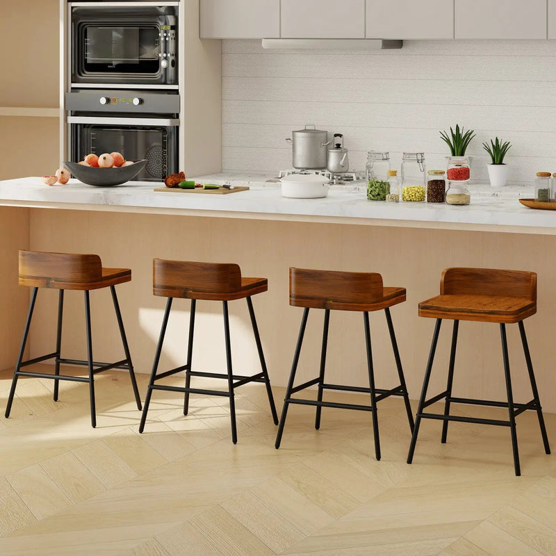 24" Industrial Bar Stool with Low Back - Set of 4 by DirectDeals