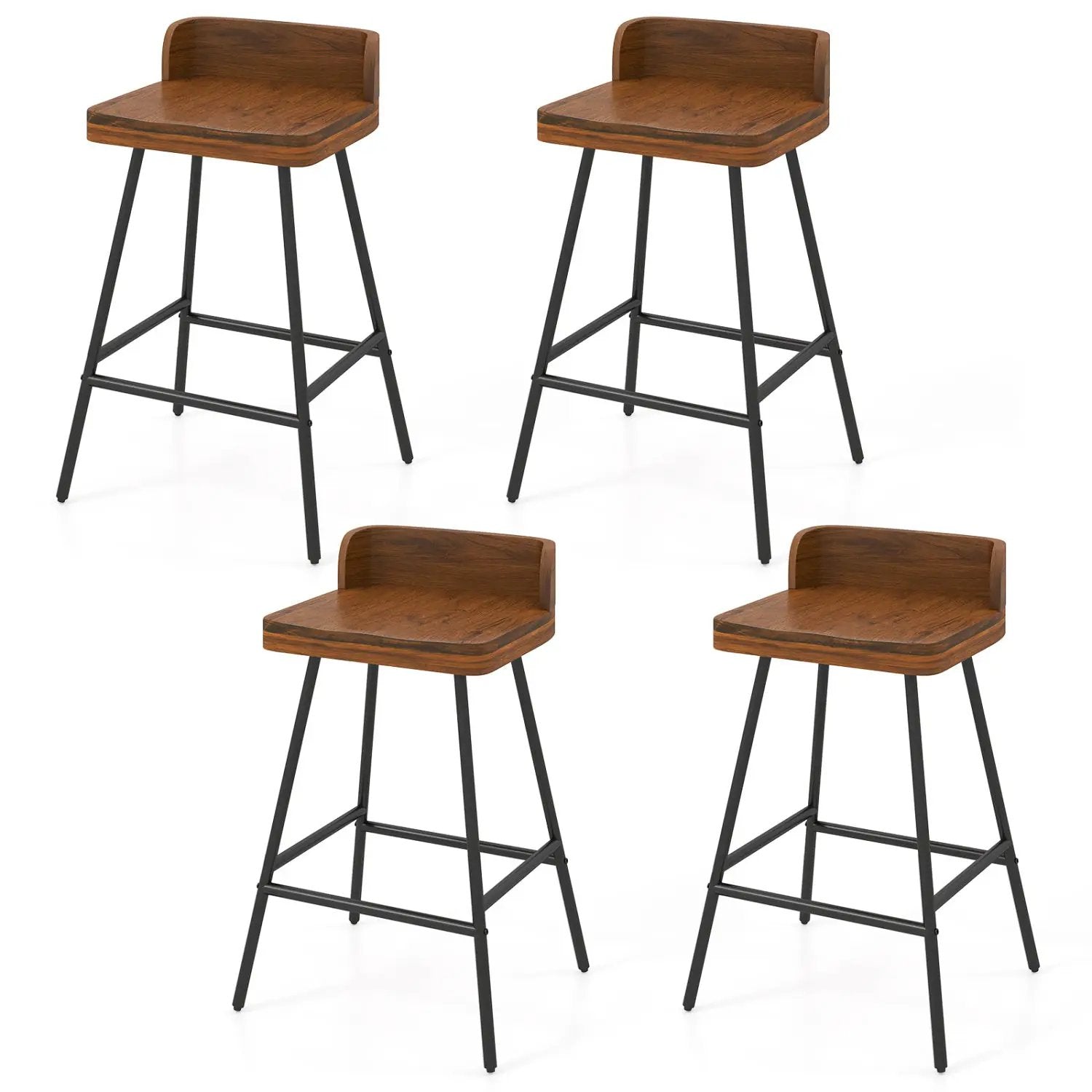 24" Industrial Bar Stool with Low Back - Set of 4 by DirectDeals
