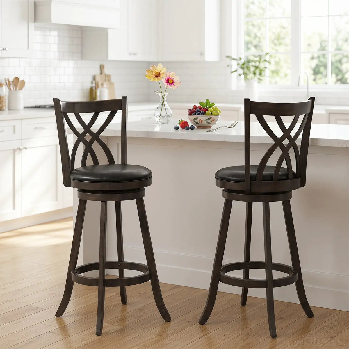 Counter Height Bar Stools Set of 4 with Swivel Seat by DirectDeals