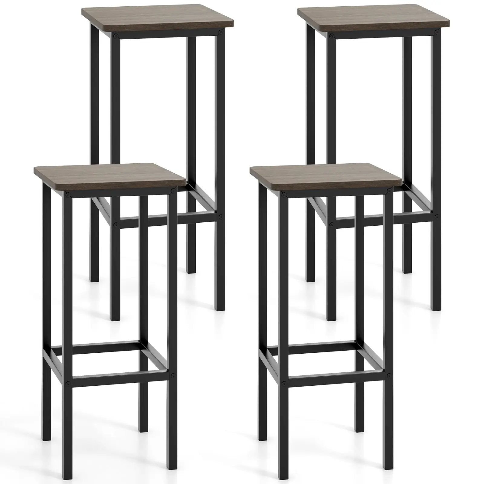 Set of 4 Bar Stool Set 26 Inch Bar Chair with Metal Legs and Footrest by DirectDeals