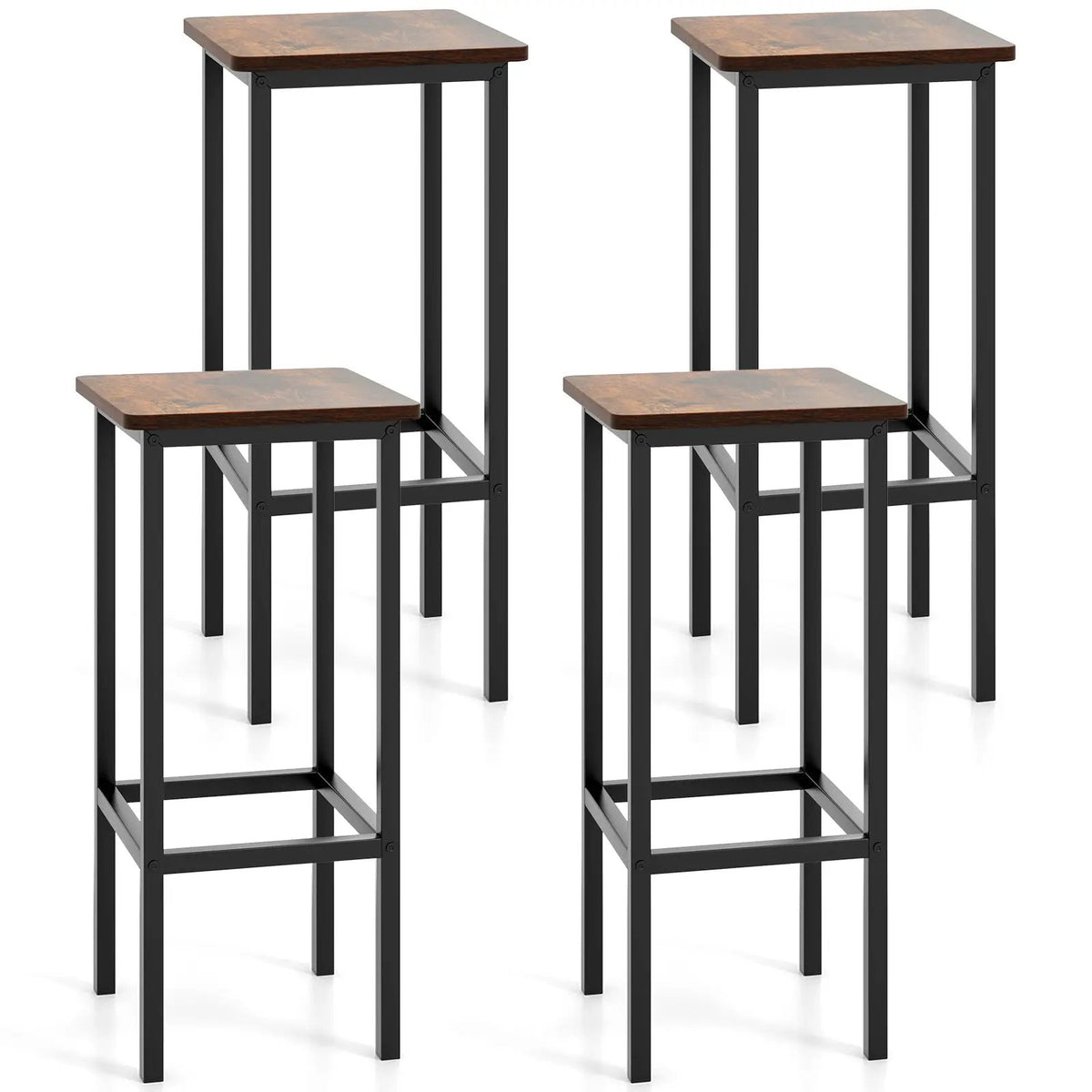 Set of 4 Bar Stool Set 26 Inch Bar Chair with Metal Legs and Footrest by DirectDeals