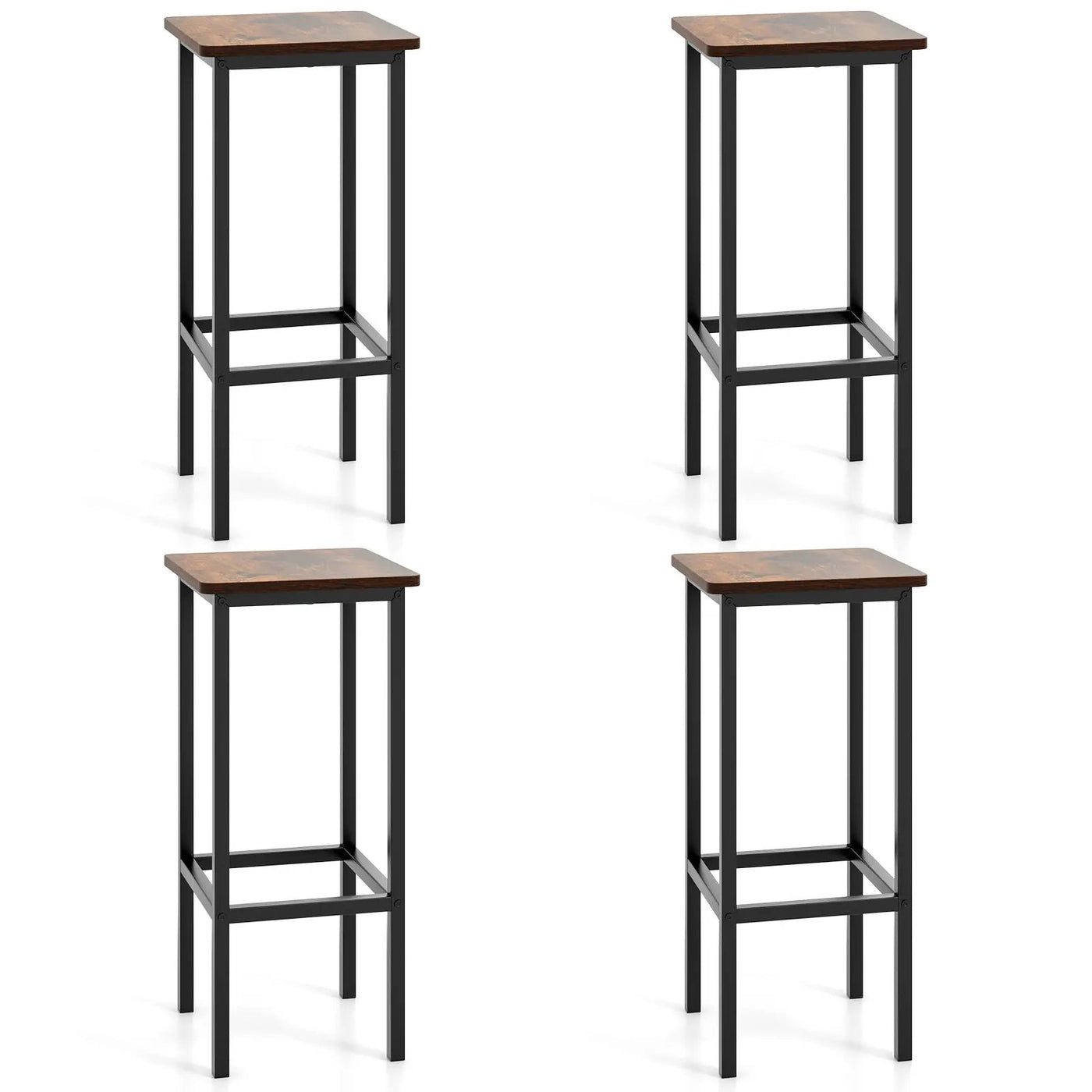 Set of 4 Bar Stool Set 26 Inch Bar Chair with Metal Legs and Footrest by DirectDeals