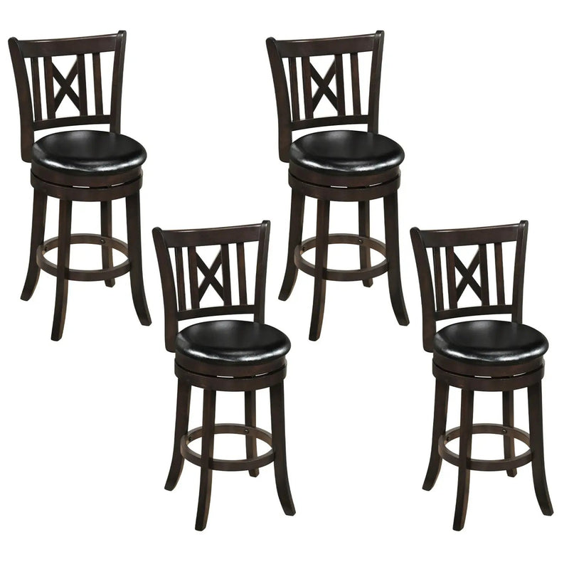 Swivel Bar Stools Set of 4 with Backrest and Footrest by DirectDeals