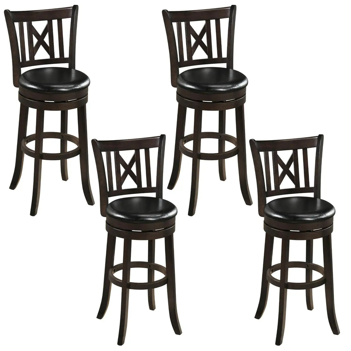 Swivel Bar Stools Set of 4 with Backrest and Footrest by DirectDeals