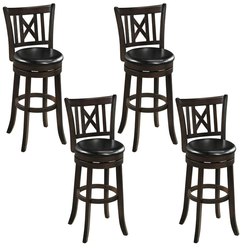 Swivel Bar Stools Set of 4 with Backrest and Footrest by DirectDeals