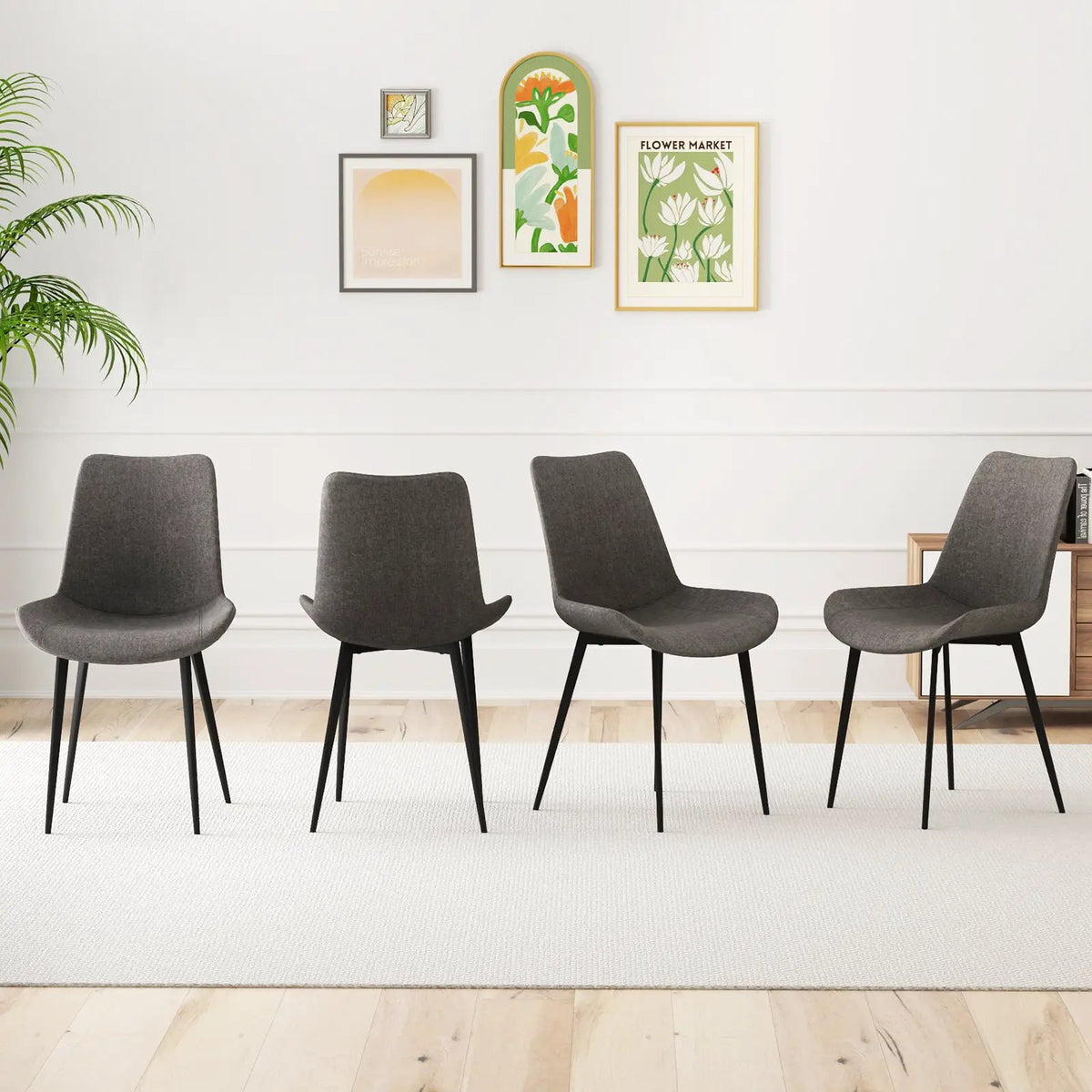 Set of 4 Dining Chair Upholstered with Metal Legs and Padded Backs by DirectDeals