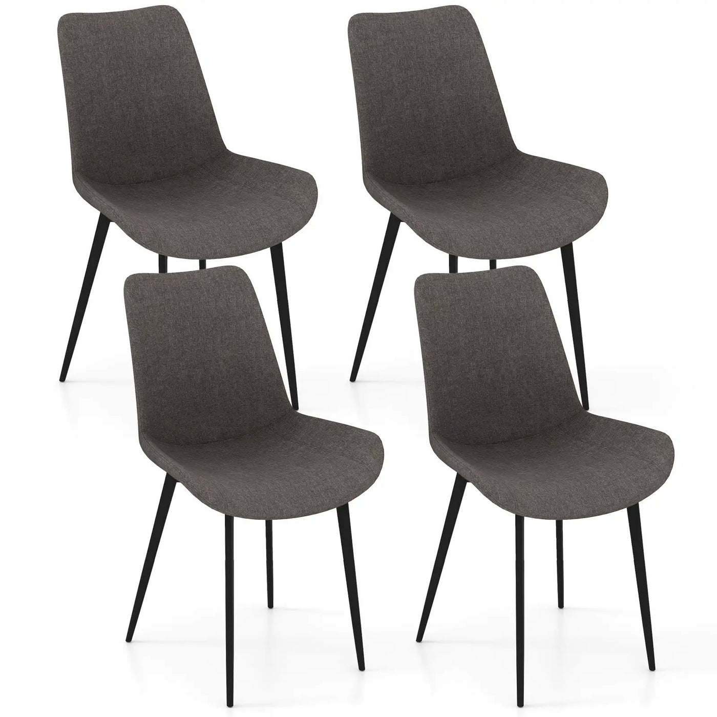 Set of 4 Dining Chair Upholstered with Metal Legs and Padded Backs by DirectDeals