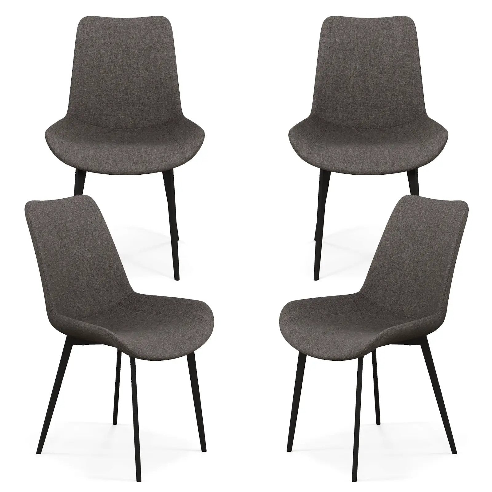 Set of 4 Dining Chair Upholstered with Metal Legs and Padded Backs by DirectDeals