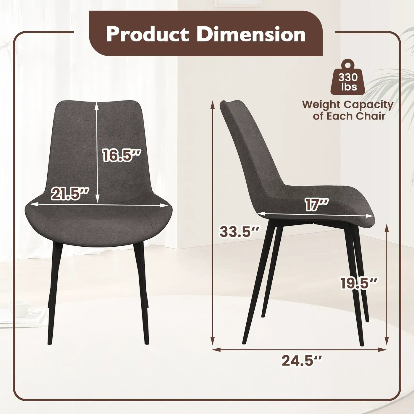 Set of 4 Dining Chair Upholstered with Metal Legs and Padded Backs by DirectDeals