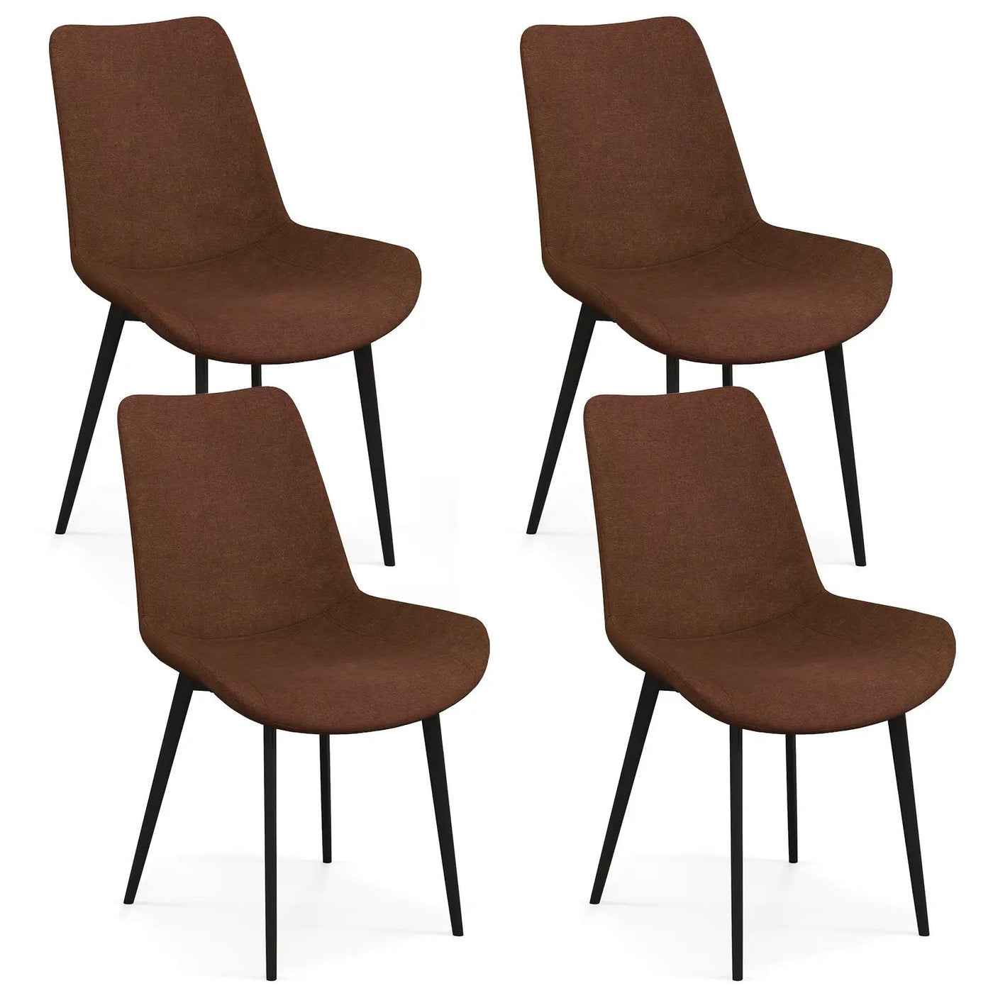 Set of 4 Dining Chair Upholstered with Metal Legs and Padded Backs by DirectDeals