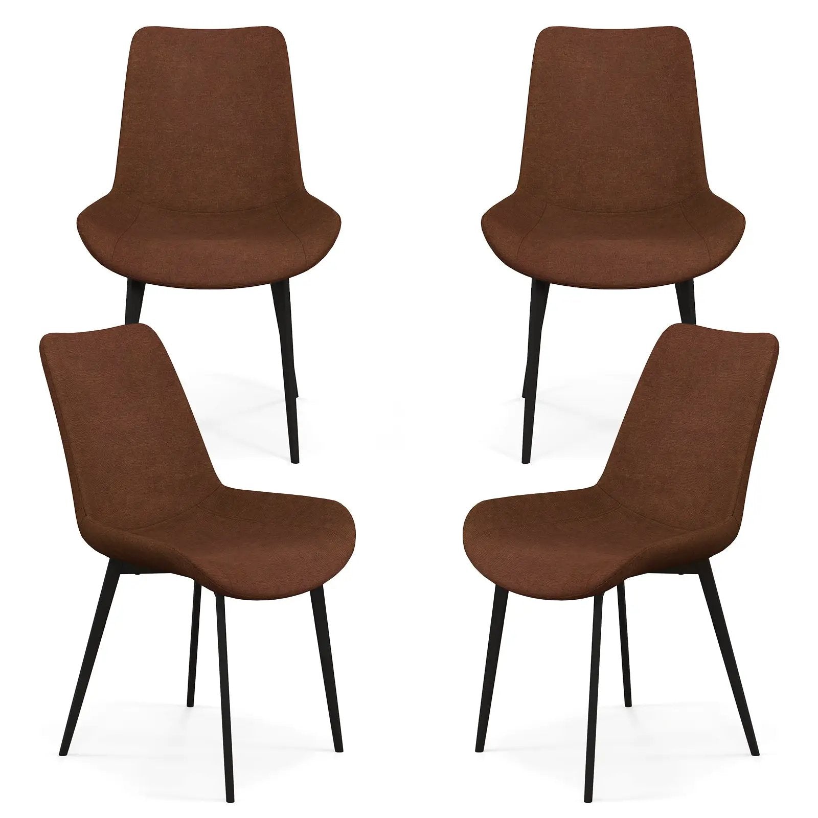 Set of 4 Dining Chair Upholstered with Metal Legs and Padded Backs by DirectDeals