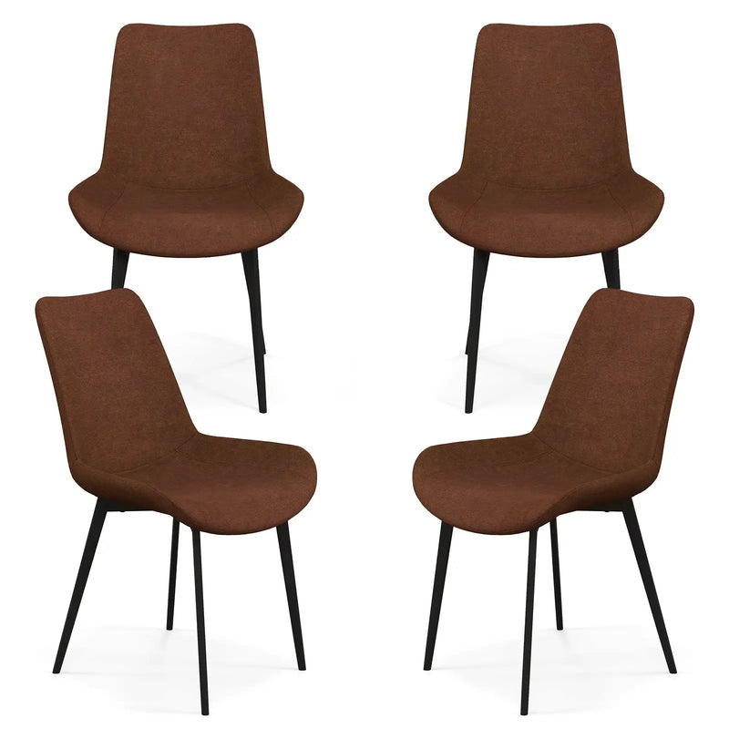 Set of 4 Dining Chair Upholstered with Metal Legs and Padded Backs by DirectDeals