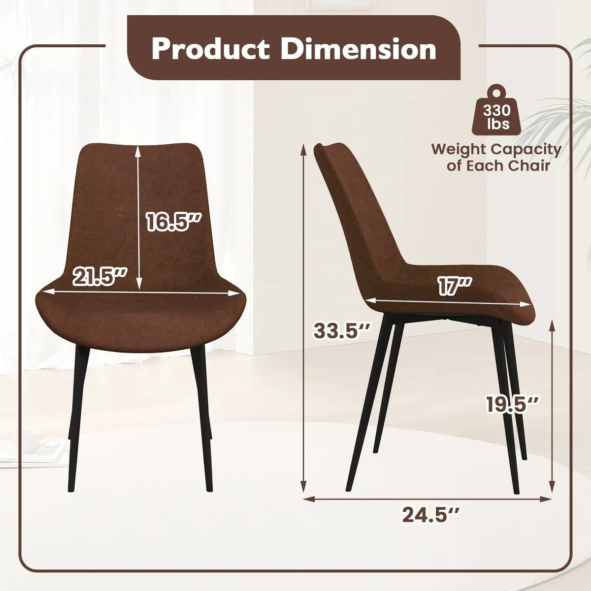 Set of 4 Dining Chair Upholstered with Metal Legs and Padded Backs by DirectDeals