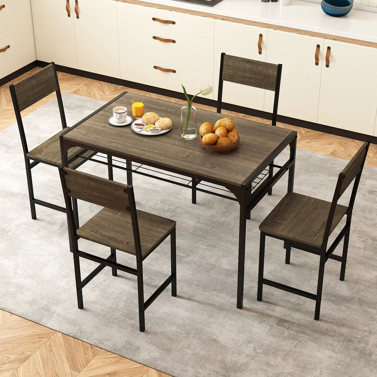 Set of 4 Dining Chairs with Metal Legs and Slanted Back by DirectDeals