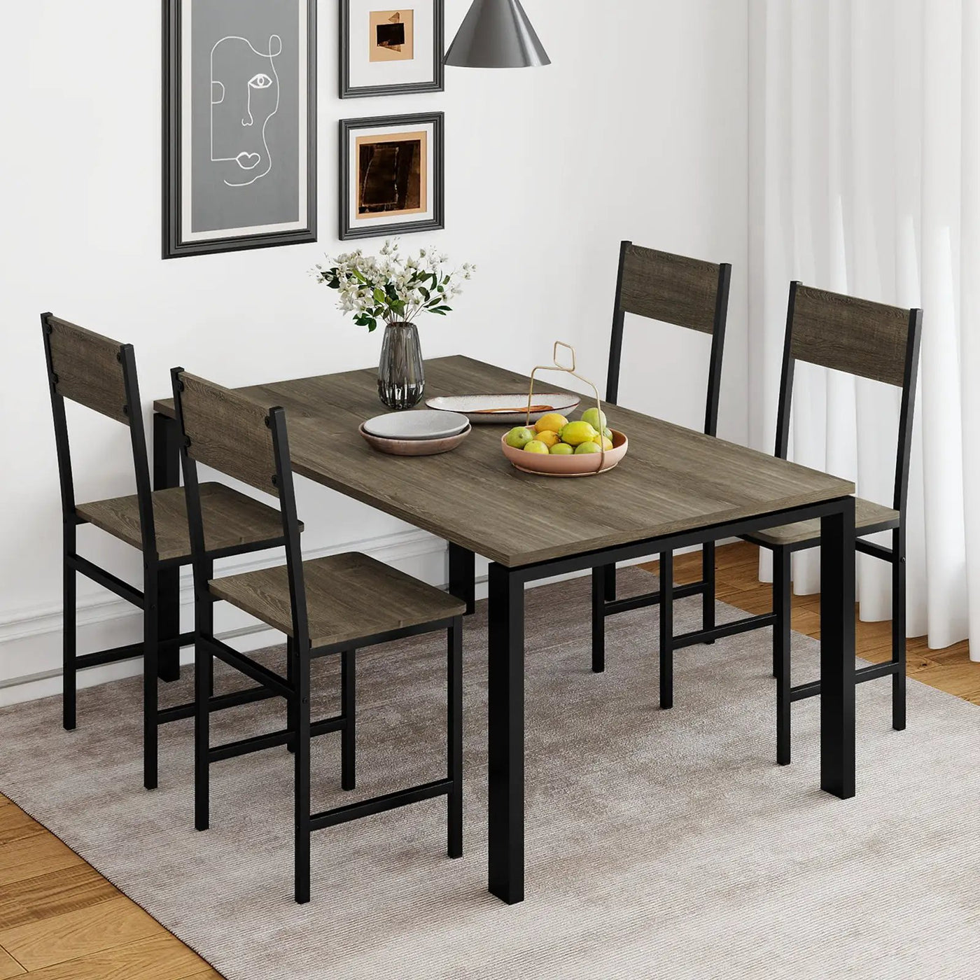 Set of 4 Dining Chairs with Metal Legs and Slanted Back by DirectDeals
