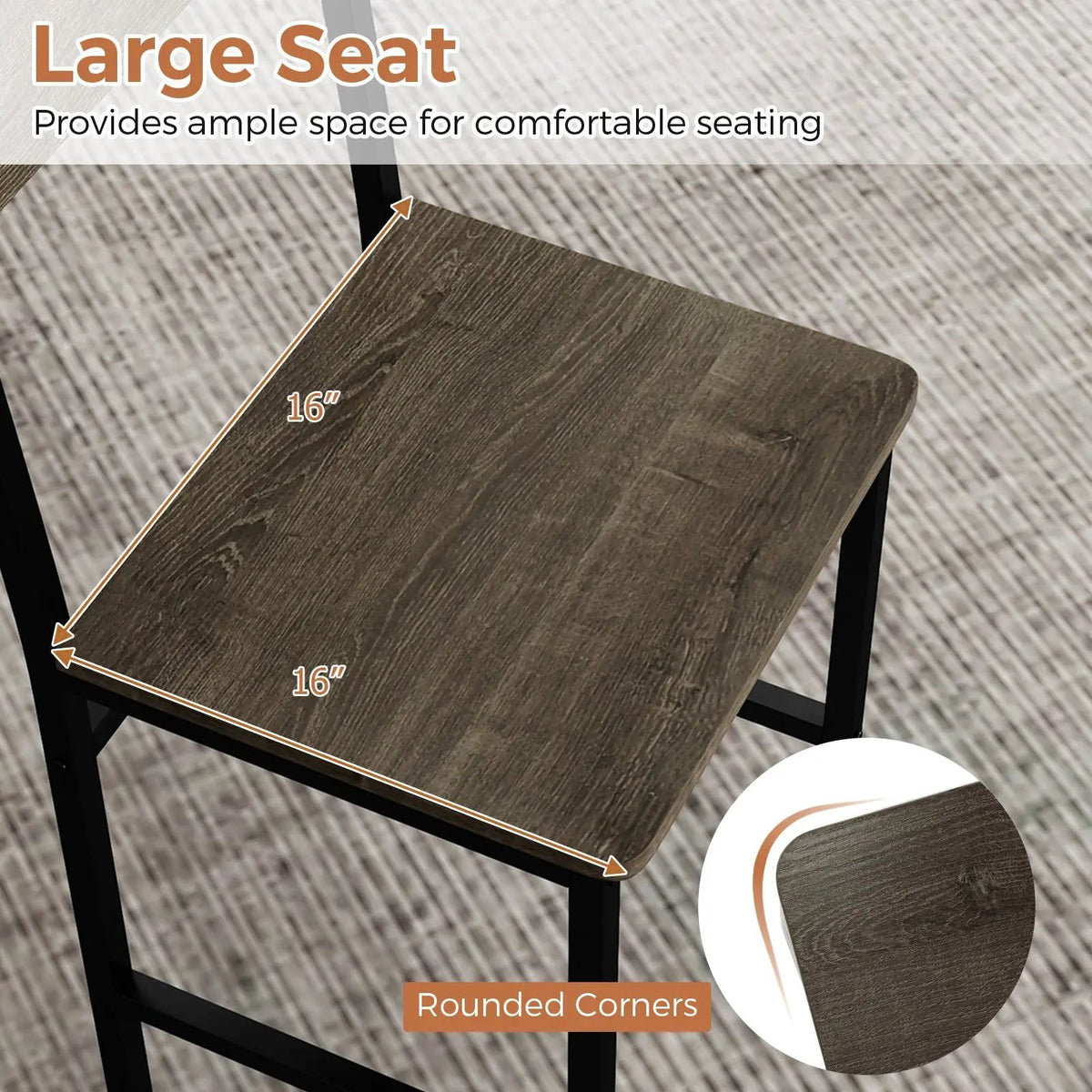 Set of 4 Dining Chairs with Metal Legs and Slanted Back by DirectDeals